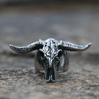 2020 New Goat Head Skull Rings Mens Gothic Animal Rings Baphomet Demon 316L Stainless Steel Punk Rock Biker Jewelry 2