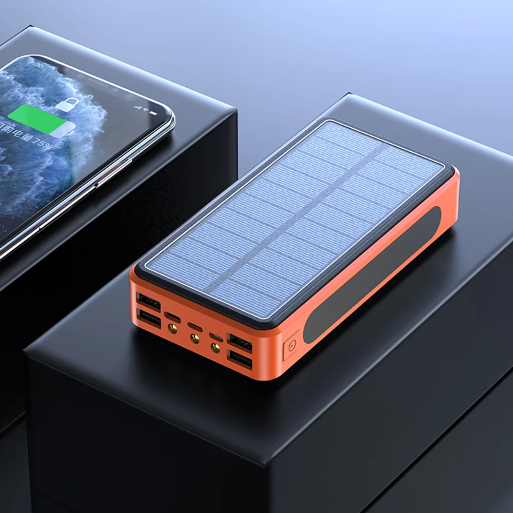 Wireless 100000mah Power Bank Large Capacity Solar Battery Panel With 4usb  Power Bank For Samsung Iphone13 Xiaomi повербанк mini power bank Power Bank