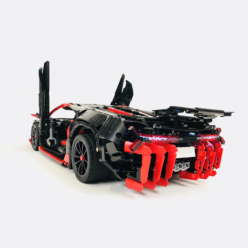 BuildMOC Радиоуправляемая машина Lamborghinis Roadster с функцией питания, строительные блоки для автомобилей, кирпичи, Детские технические игрушки, 20091 MOC 12560