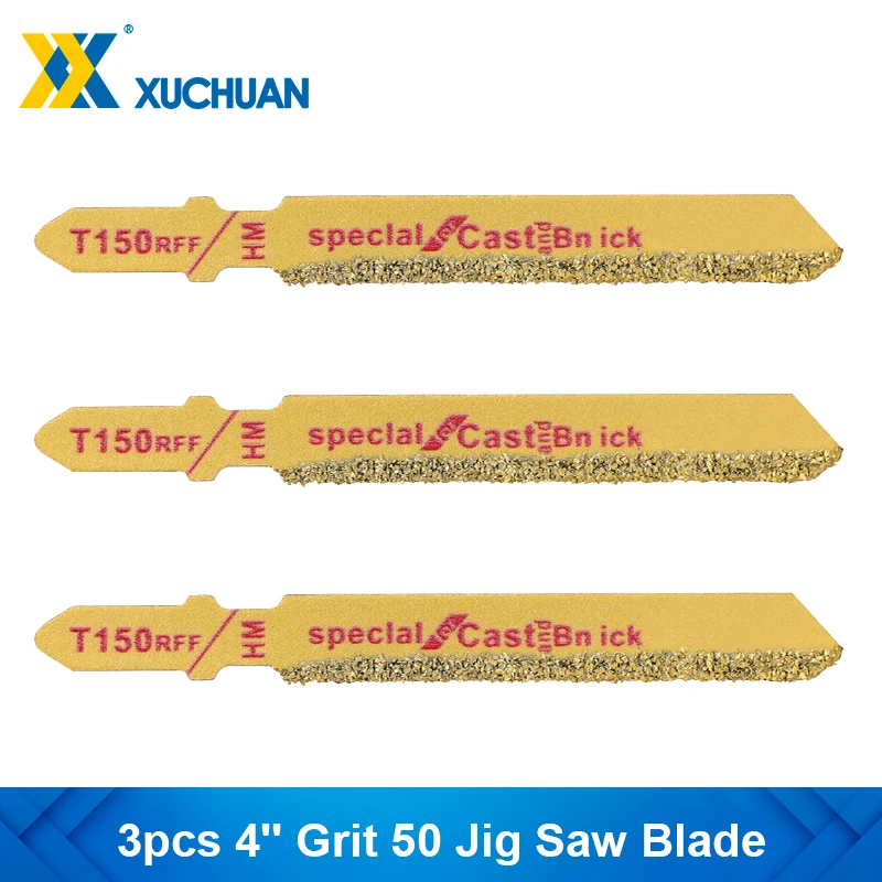 

Jig Saw Blade 3pcs 4'' Grit 50 Brazed Diamond Reciprocating Saw Blade For Ceramic Tile Granite Cutting T-Shank Jigsaw Blade