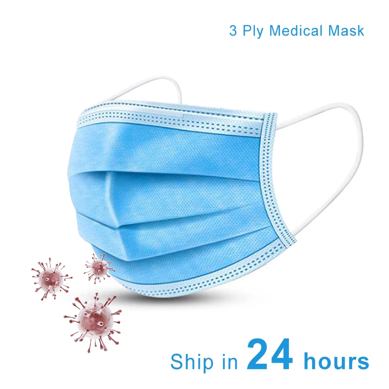 

Fast delivery Hot Sale Surgical mask 50pcs Face Mouth Masks Non Woven Disposable Medical Anti-Dust Surgical Earloops Masks