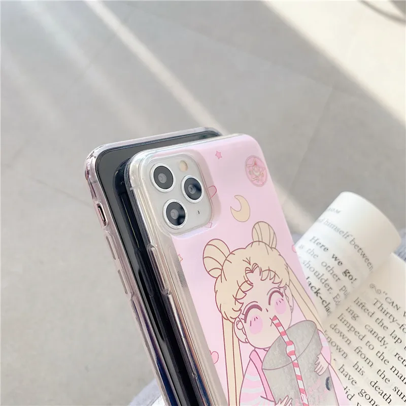 Милый чехол Сейлор Мун с пузырьками и чаем зыбучие пески для iPhone 11 11Pro XS Max X XR 8 7 plus, динамический жидкий Забавный мультяшный чехол для телефона, чехол