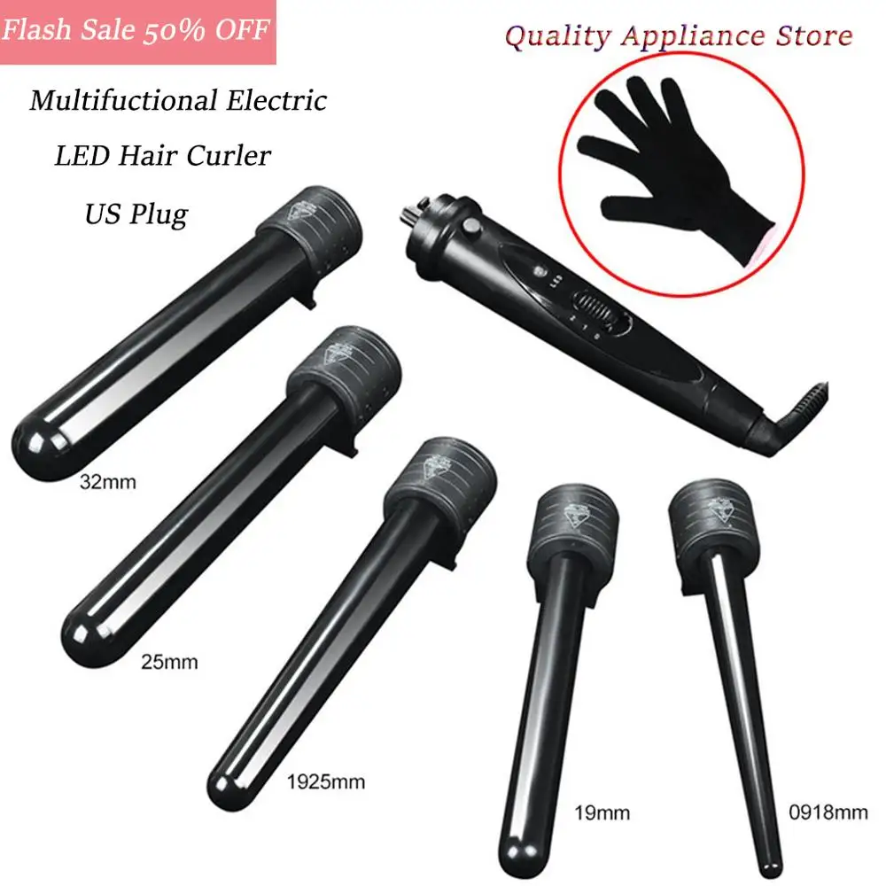 

3/4 In 1 LED Hair Curlers Care Styling Curling Wand Interchangeable 3 Parts Clip Hair Iron Curler Set Curler Hair Styles Tool