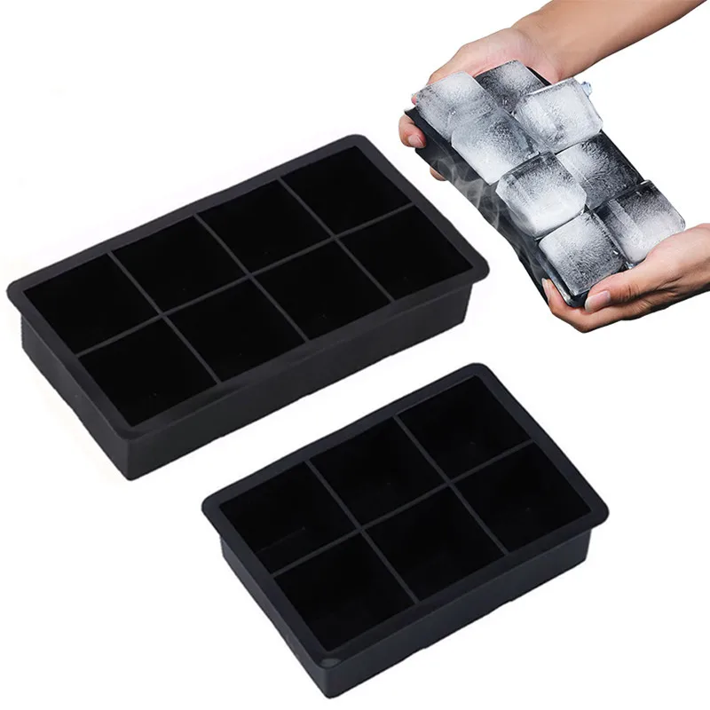 IPerfect ce Maker Ice Cube Tray4/6/8/15 Grid Big Ice Tray Mold Giant Jumbo Large Food Grade Silicone Cube Square Tray Mold