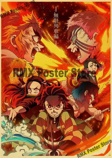 Filme em quadrinhos japonês demon slayer mugen trem anime cartaz kimetsu  não yaiba: mugen ressha-galinha