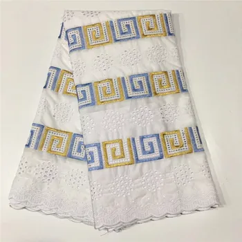 

5+2 yard Swiss lace fabric latest heavy beaded embroidery African 100% cotton fabrics Swiss voile lace popular Dubai style 2L115