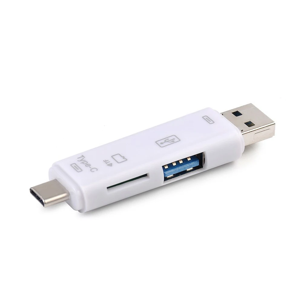 5 в 1 USB 3,0 type-C Micro OTG TF Micro Безопасность цифровой кардридер адаптер Универсальный для Android Компьютерный удлинитель-переходник - Цвет: Белый