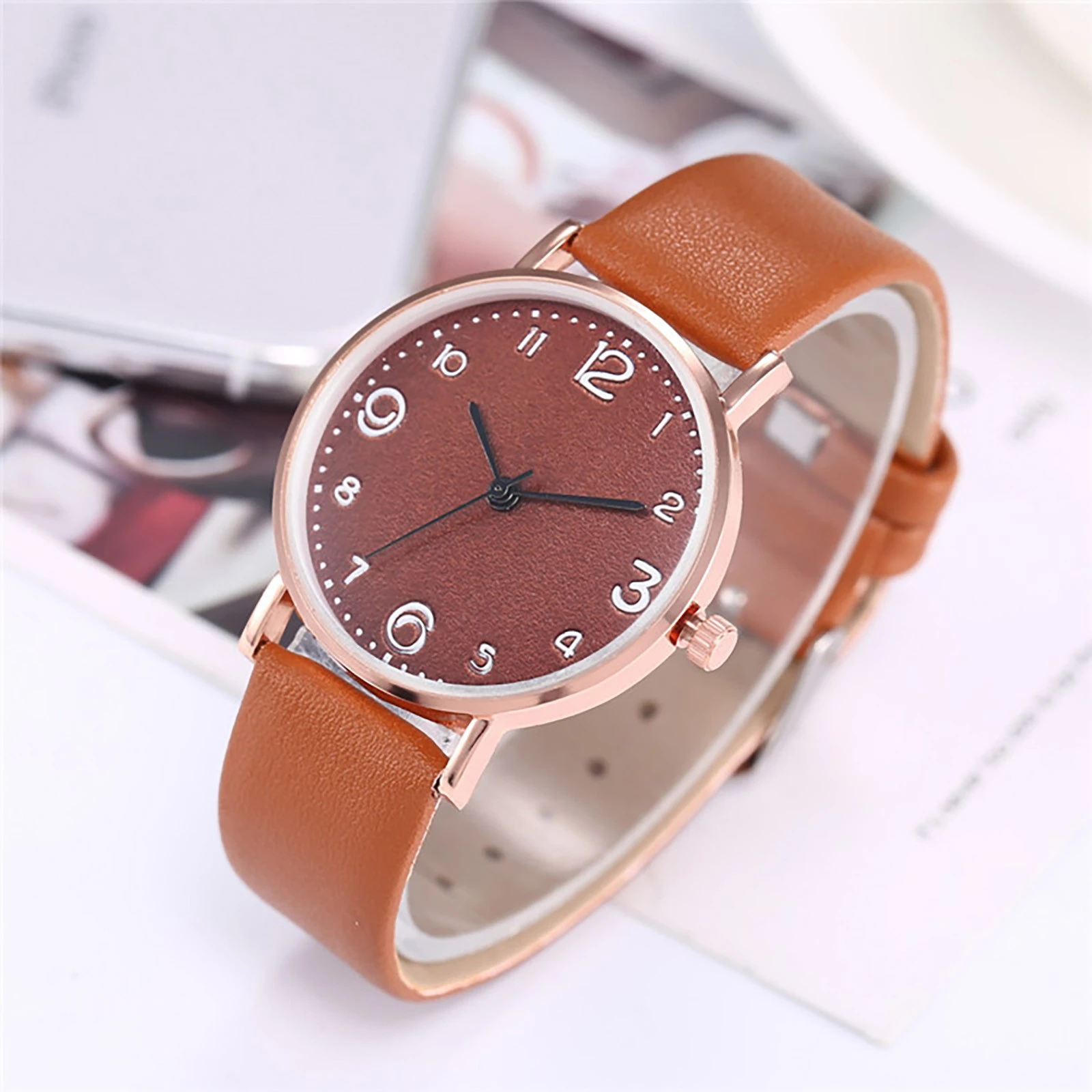 2021 New LED Simple Fashion Design Luxury Quartz Wrist Watches Leather Band Stainless Steel Dial Casual Bracele Watch Girl GIft