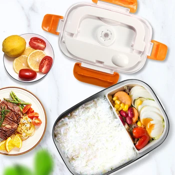 

Portable Electric Heating Lunch Box With Spoon Dual Use Home Car Lunch Box Thermostat Food Warmer Container 12V/ 110V /220V