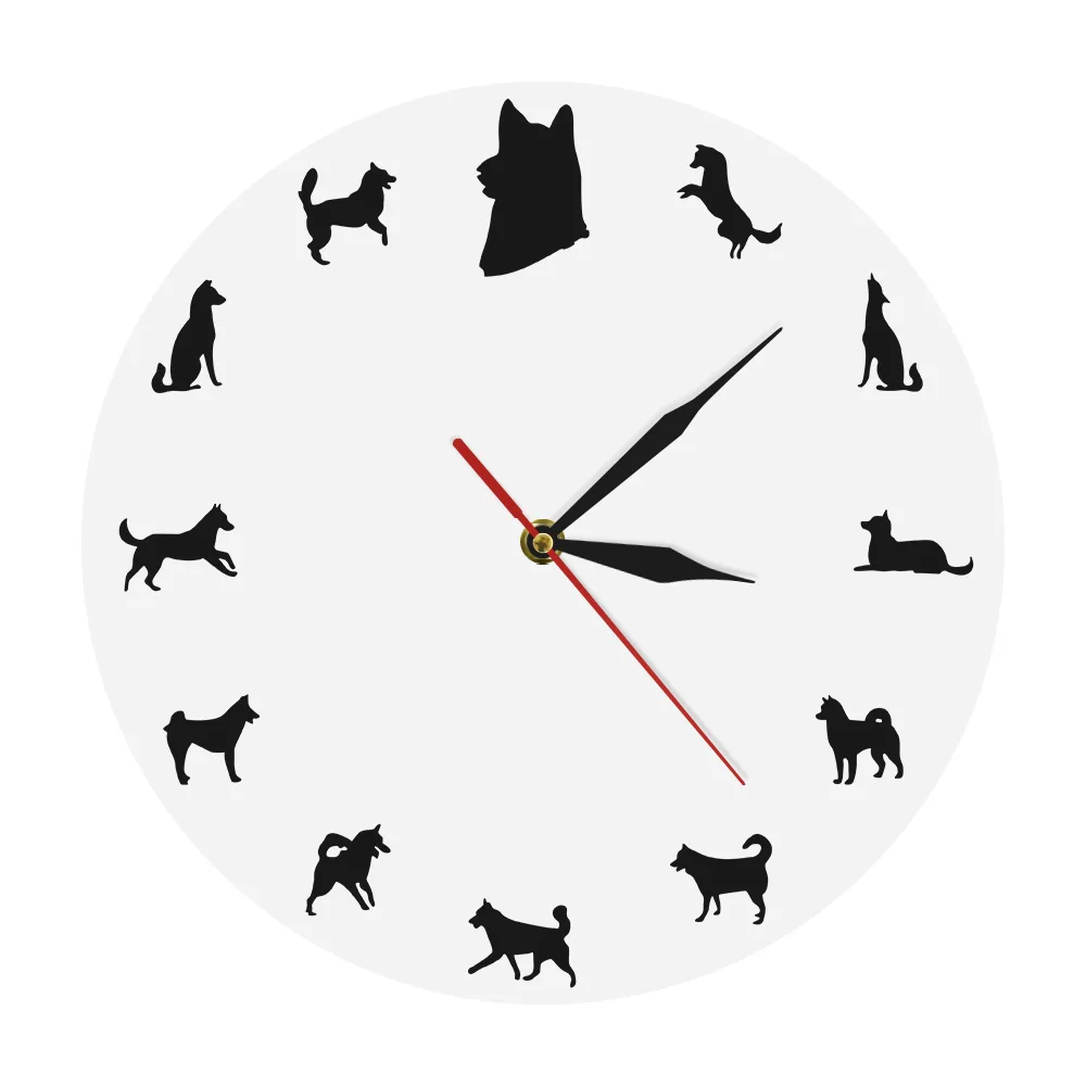 Хаски портрет часы в виде собаки уникальный настенные подарок для любителей