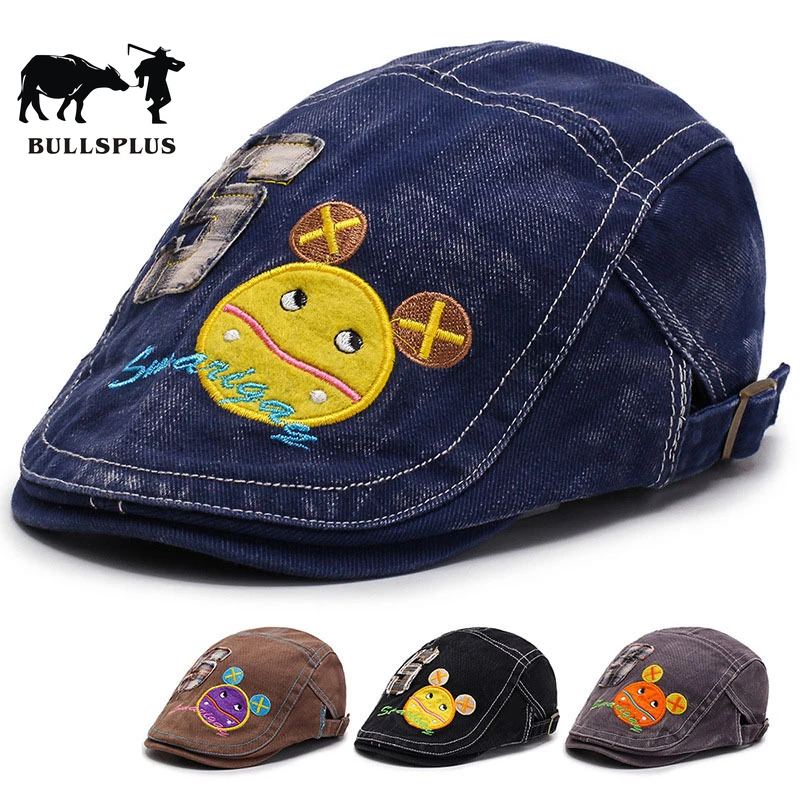 Детская шапка, детский берет, милая ковбойская шляпа с рисунком, Весенняя и летняя уличная Кепка, солнцезащитная Кепка в британском стиле для детей 5-13 лет