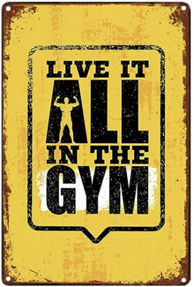 Оловянные металлические знаки Live It All in The Gym настенное искусство | Толстая белая