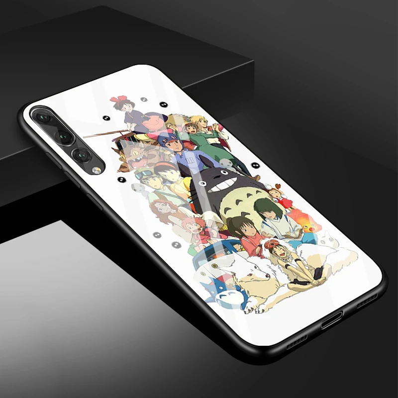 huawei phone cover Tempered Glass Phone Case On For Huawei Honor 10 8X Cartoon Studio Ghibli Spirited Away Totoro Cases For Huawei P20 P30 Lite cute huawei phone cases