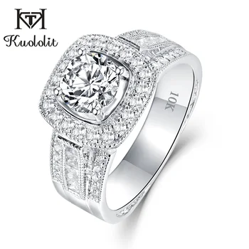 

Kuololit 10K White Gold Moissanite Rings for Women D color VVS1 Lab growth Diamond Wedding Romantic Ring Fashion Fine Jewelry