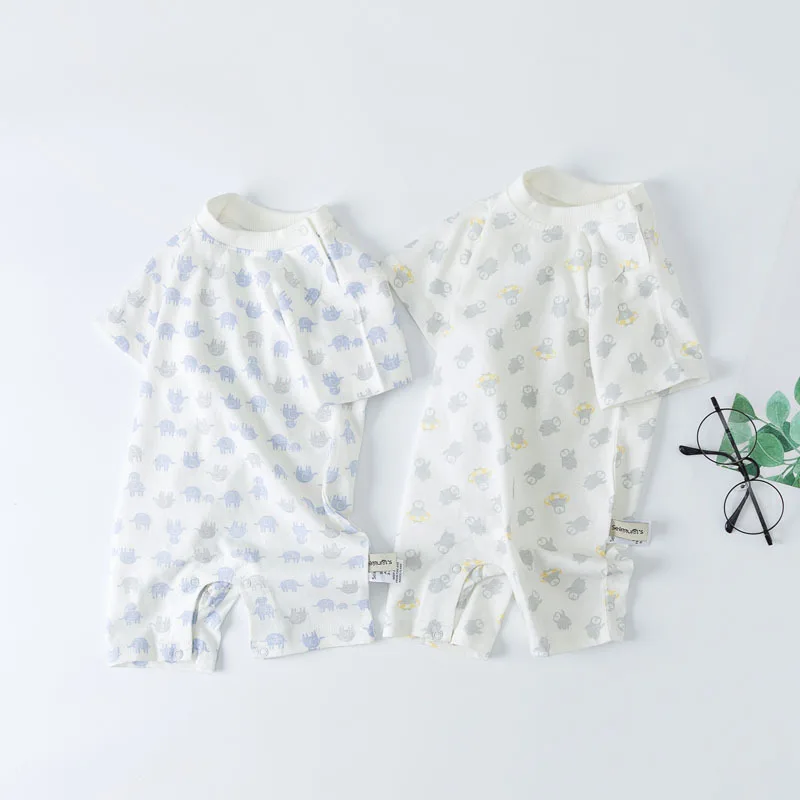 

0-2-Year-Old Baby Clothes Summer Romper Pure Cotton Onesie Summer New Style Men And Women Baby Short Sleeve Climbing Clothes Sum