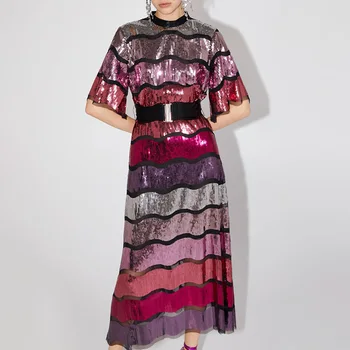 

Vintage Dress New Arrival Women Night Club Sexy Shining Banquet Fashion Bodycon Evening Party Dress