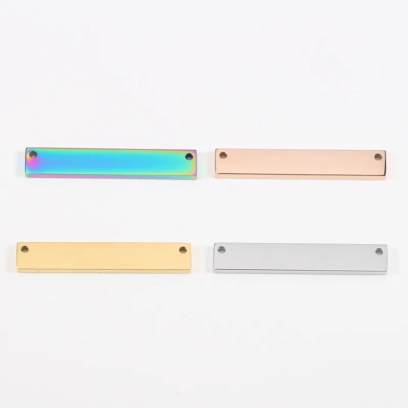 5pcs/Lot Real Stainless Steel Mirror Polish Rectangle Stamping Blank Bar Charm For Jewelry Making Accessories 6*35mm | Украшения и