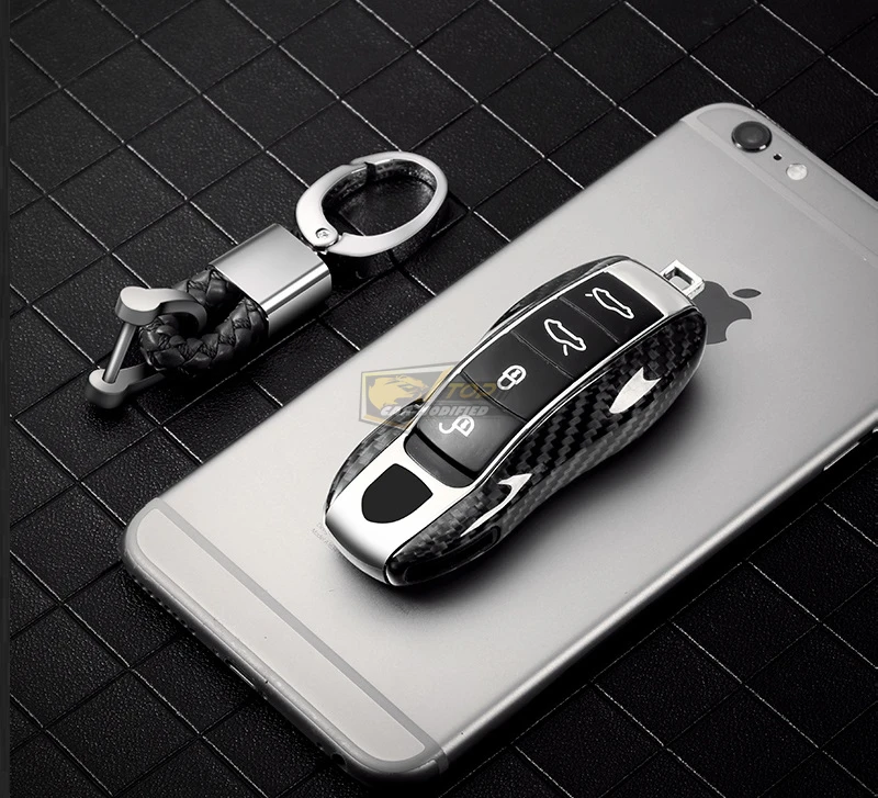 05-Free shipping 100% Real Pure DRY Carbon Fiber Car Key Case Cover Shell For Porsche Panamera  Macan  Cayenne718911
