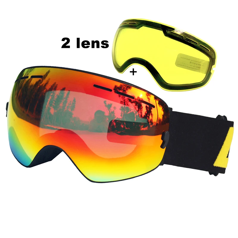 Двухслойные лыжные очки LOCLE, незапотевающие сферические лыжные очки UV400, очки для катания на лыжах, сноуборде, лыжные очки, осветляющие линзы|double lens|skiing eyewearski glasses | АлиЭкспресс
