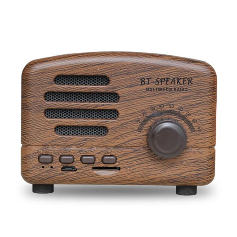 Коричневый Raido мини-динамик с радио Винтажный стиль Bluetooth V4.0 Поддержка FM TF карта беспроводной мини-динамик DC128 - Цвет: Коричневый
