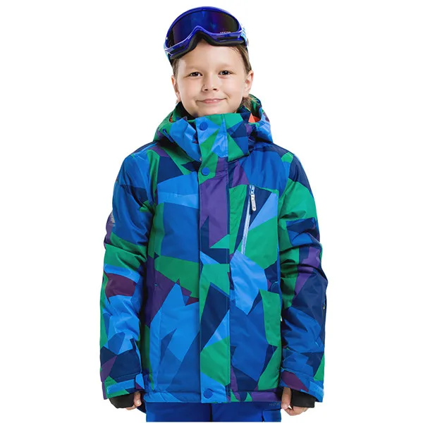 Детская Лыжная куртка зимняя теплая куртка для детей Водонепроницаемый ветрозащитная Лыжная куртка с принтом Спорт на открытом воздухе киноплёнка - Цвет: navy boy