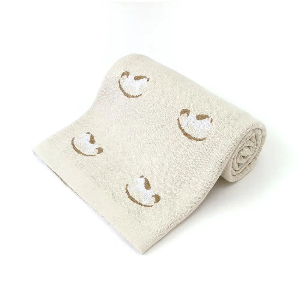 Baby Blankets Knitted 100%Cotton Super Soft Infant Kids Boys Girls Swaddle Wrap Blanekts Cartoon Towels 100*80cm Newborns Quilts