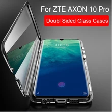 Magnetic Adsorption Case For ZTE AXON 10 Pro Metal Frame Doubl Sided Glass Cover For ZTE AXON 10 ProProtective Phone Case