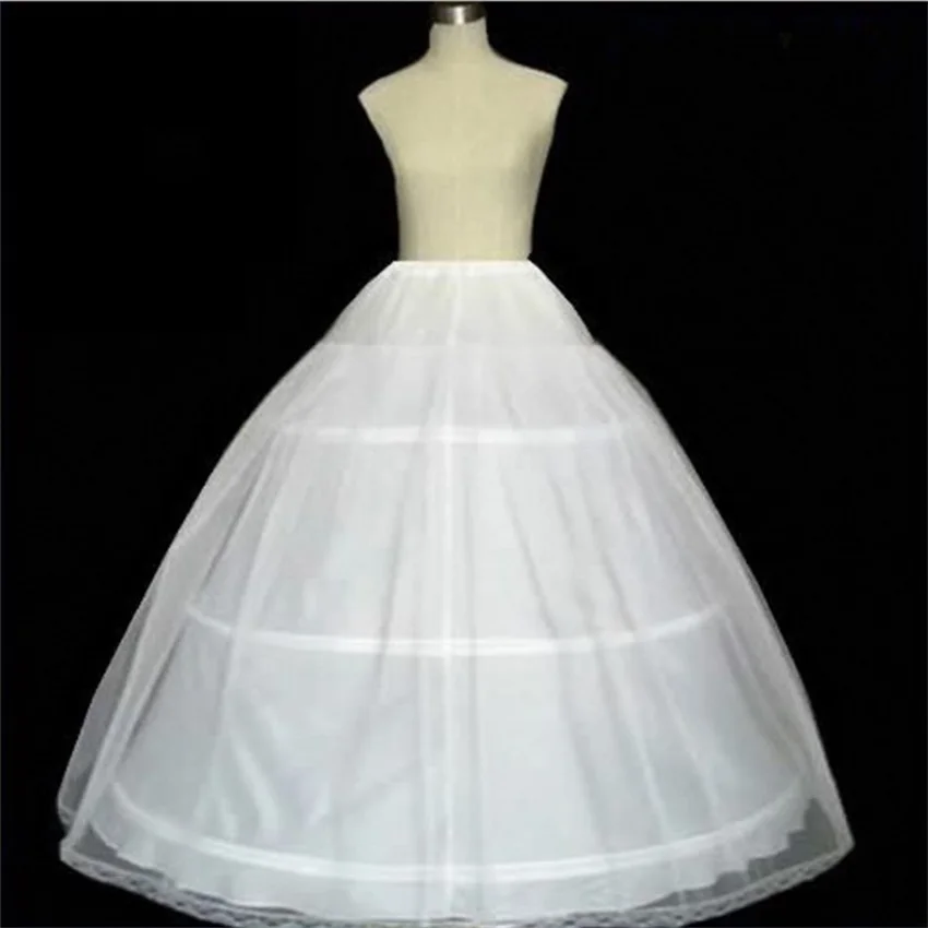 In Stock Hot Sale 3 Hoops Ball Gown Bone Full Crinoline Petticoats For Wedding Dress Wedding Skirt Quinceanera Dress Petticoat free shipping hot sale ball gown new design fashion black appliques custom size color taffeta white wedding dress 2016