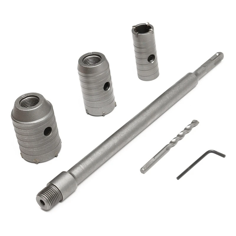 

EASY-3Pcs 30/40/50Mm Sds Plus Shank Hole Saw Cutter Concrete Cement Stone Wall Drill Bit With Wrench