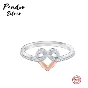 

PANDOO Fashion Charm Pure 925 Silver Original 1:1 Copy, Playful Love Style Fashion Wild Ring Ring Female Luxury Jewelry Gifts