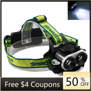 

[TOP SELL!]SKYWOLFEYE F522 LED 2X XM-L T6 1000lm Double Head Headlamp USB Rechargeable Zoomable Headlight Suitable