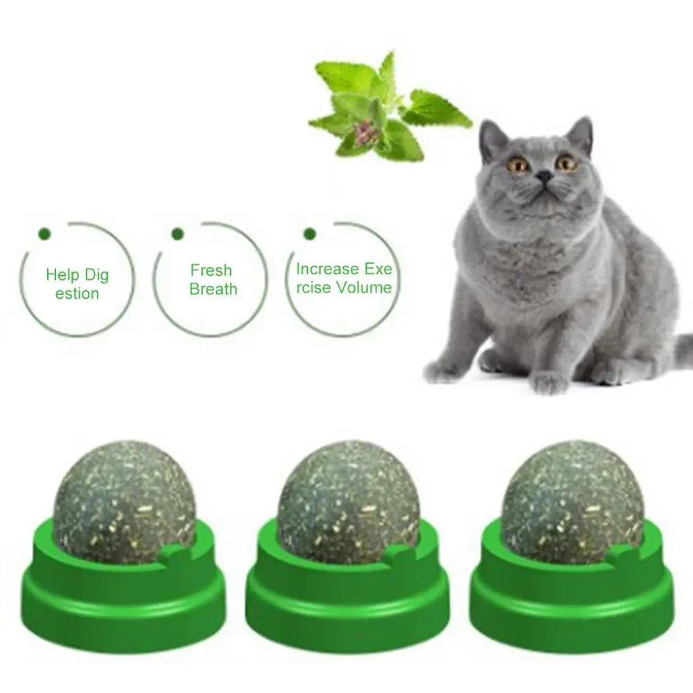 Кошачья мята игрушки мяч для кошки чистый натуральный мята лист шар Вращающиеся Шары-головоломки домашние кошки Интерактивная тренировка жевательные и лижущие игрушки