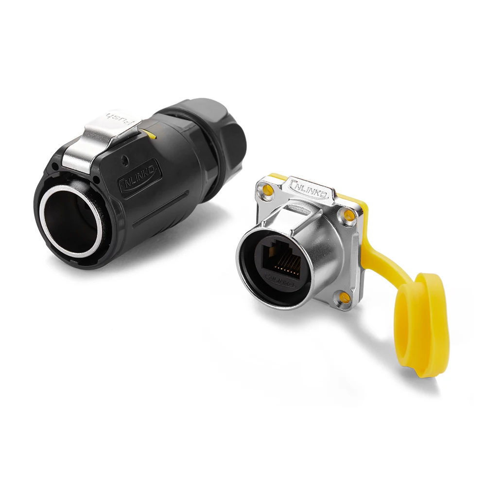 M24 Waterproof Circular Industry PBT Plastic RJ45 Ethernet Connector Panel Mount Plug and Socket Male Female Aviation Connector