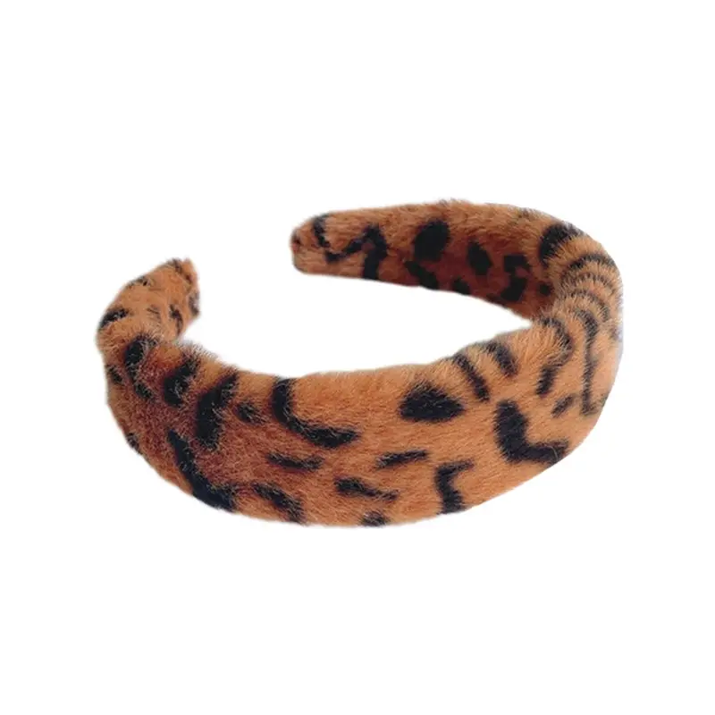 Women Vintage Leopard Pint Headband Lady Casual Winter Warm Hair Hoop Party Festival Decor Female Washing Face Headwear - Цвет: E