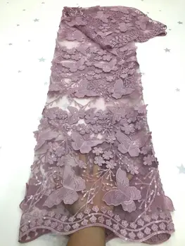 

New embroidery beaded 3d flowers applique lace African Swiss voile guipure tulle french net 3d lace fabric for party dress