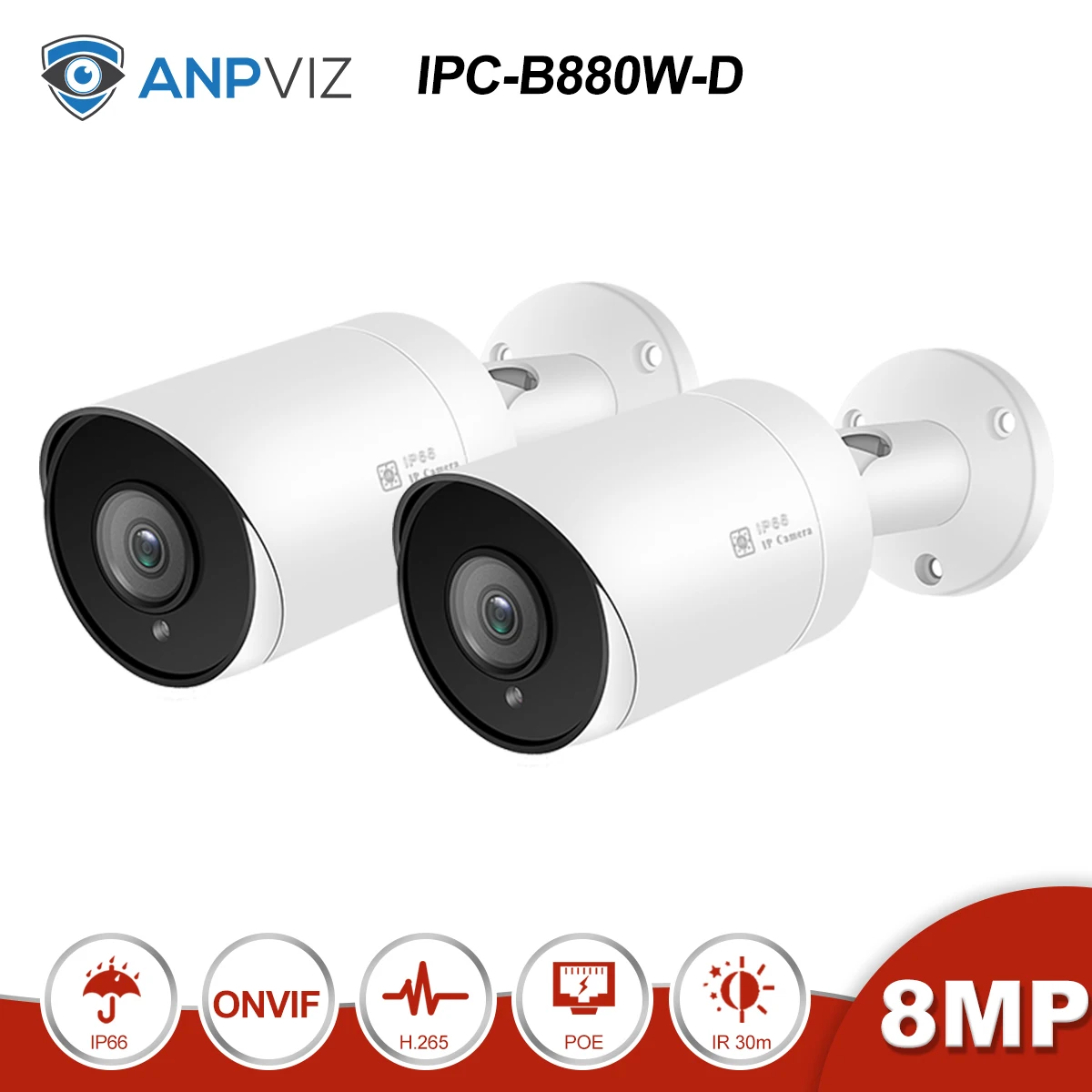 Anpviz 8CH 4K NVR 8MP цилиндрическая PoE Комплект ip-камеры для дома/улицы системы безопасности CCTV комплекты видеонаблюдения NVR - Цвет: Only 2 Bullet cams