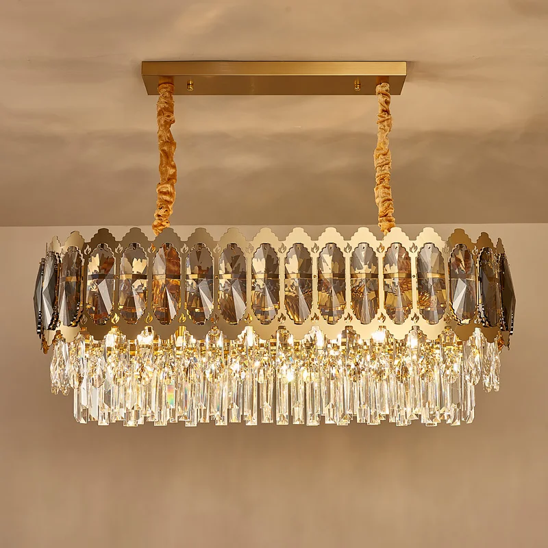 Modern Crystal Oval Luxury Gold Round Stainless Steel Line Chandeliers 3 Modern Crystal Oval Luxury Gold Round Stainless Steel Line Chandeliers 3