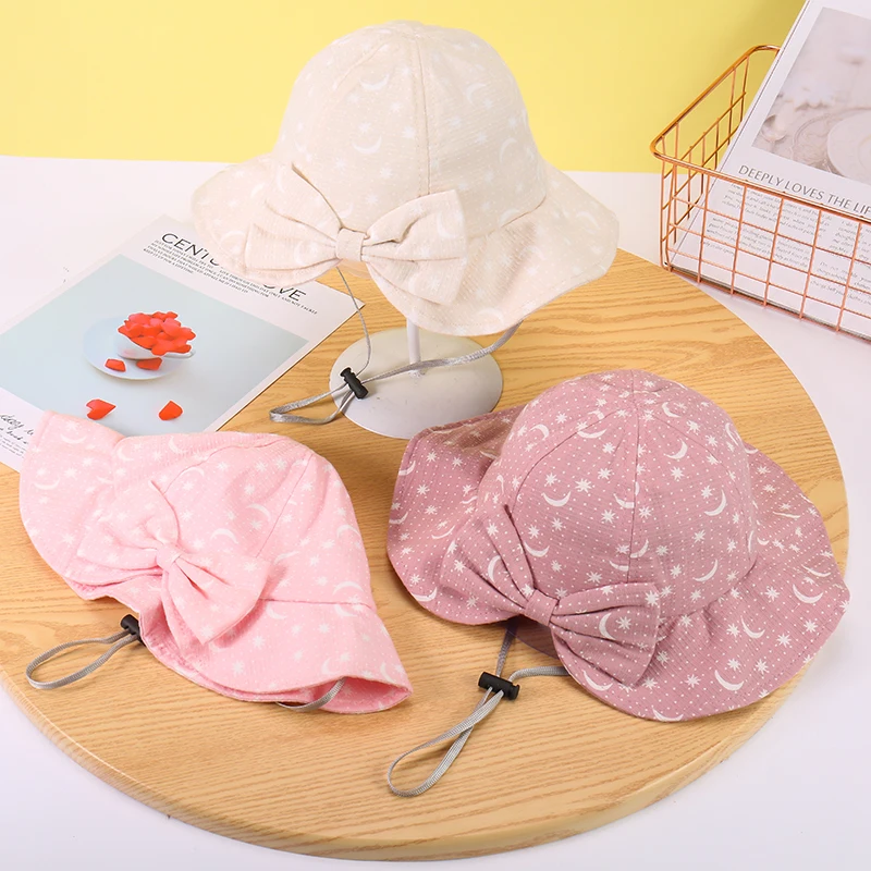 Baby Hat Bucket-Hat Fishing-Hat Baby-Boy-Girl Kids Summer Prints-Cap Cartoon-Bear Star