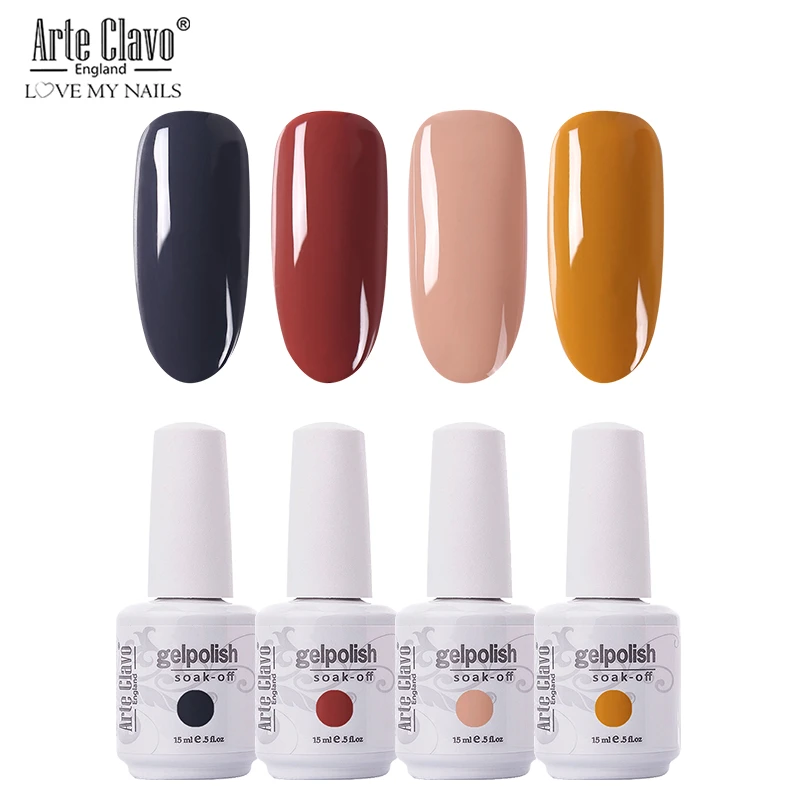 アルテclavo 4 個 15 ミリリットルネイルジェルポリッシュセットすべてマニキュアゲルワニスベーストップコートマニキュアマニキュアゲルネイル アートサロンのための Nail Gel Aliexpress