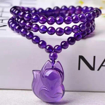 

Open-light genuine natural amethyst fox necklace