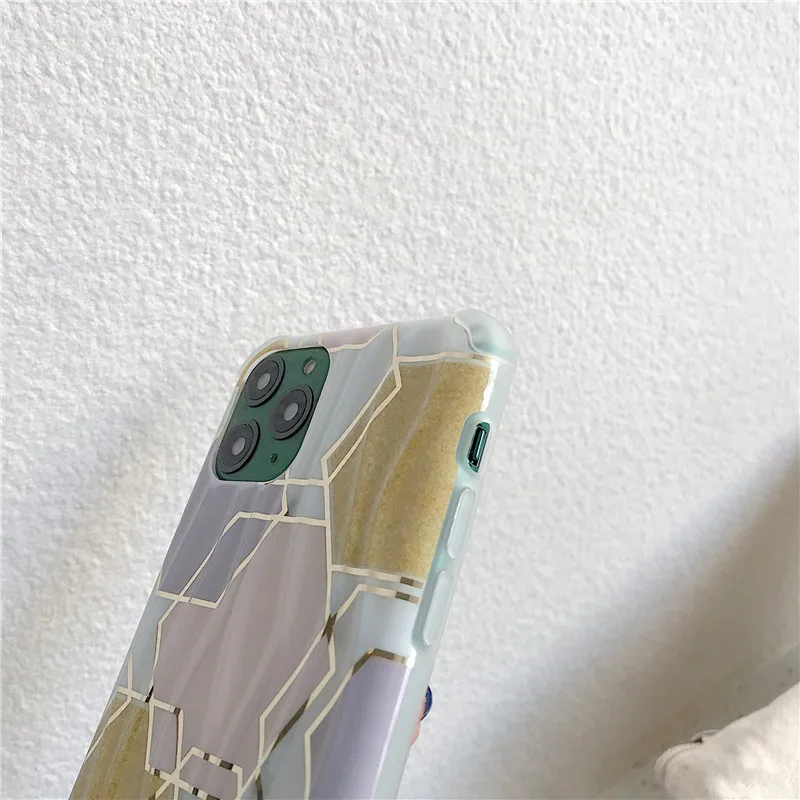 Геометрический мрамор чемодан чехлы для телефонов iPhone 11 Pro Max XR XS Max 7 8 Plus X Жесткий ПК Гальваническая задняя крышка