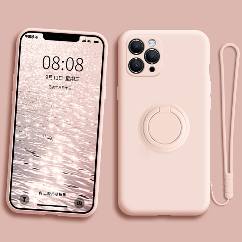 Silicone Case For iPhone 11 Pro Max XS X R XR 6 S 7 8 Plus iPhoneX 7Plus 8Plus iPhoneXS 11Pro Stand Holder Ring Cover Rope Strap Silicone Case For iPhone 11 Pro Max XS X R XR 6 S 7 8 Plus iPhoneX 7Plus 8Plus iPhoneXS 11Pro Stand Holder Ring Cover Rope Strap