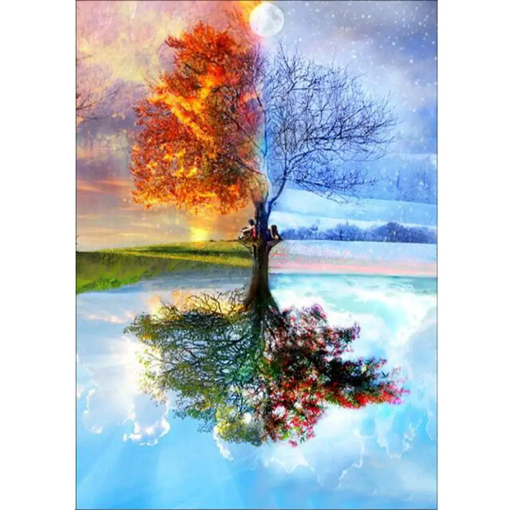 

5D Diamond Painting Cross Stitch Four Seasons Tree Full Square Picture of Rhinestone DIY Diamond Mosaic Diamond Embroidery