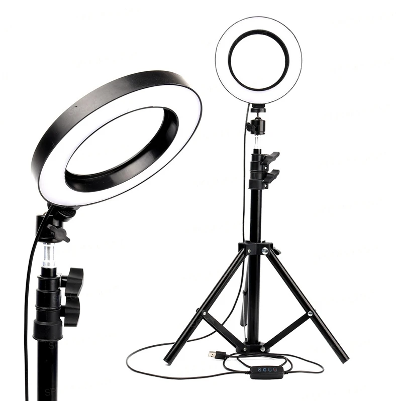 16cm 6 inch LED Ring Light Filling Kits Dimming LED Tripod Stand USB Charging Port 360° Ball-head for Camera Photo Studio Selfie Photography (13)