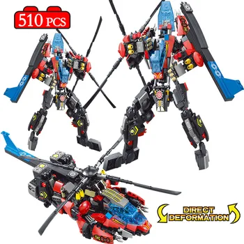 

City Mech Transformation Robot Building Block Technic Military Deformation Warframe Helicopter Police Brick Toys For Children