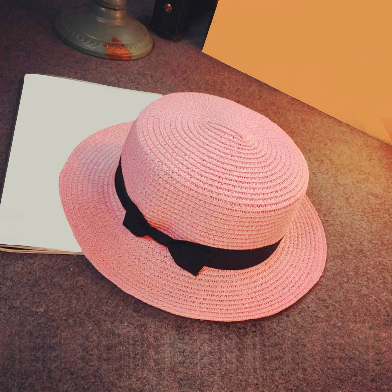 Соломенная Панама женская летняя пляжная шляпа с широкими полями и бантом Солнцезащитная шляпа для путешествий на открытом воздухе SEC88