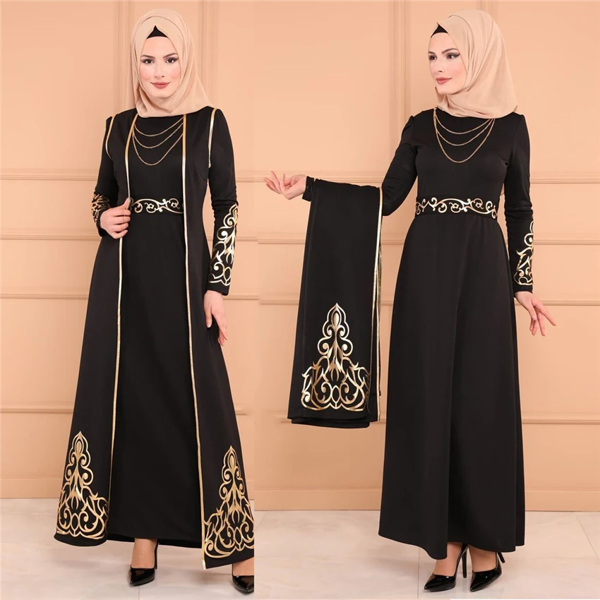 Мусульманское платье Abaya новинка 2 шт. туника и искусственная одежда для