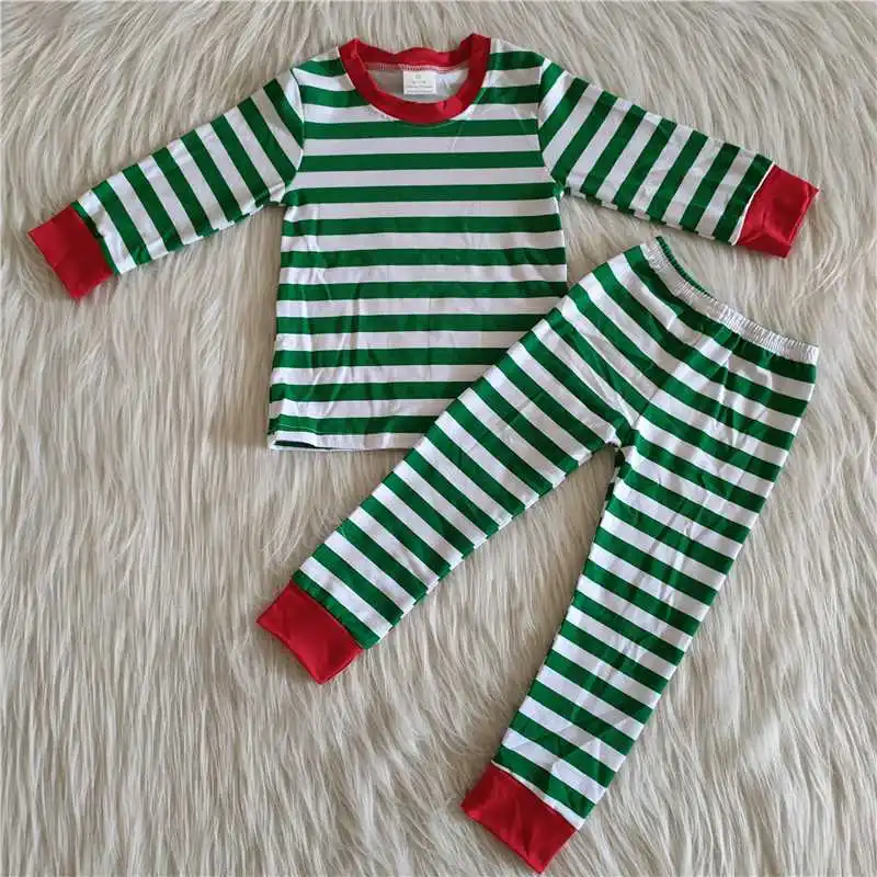 cotton short pajama sets Wholesale Children Baby Girl Boutique Clothes Sleepwear Set Kid Cowboy Cactus Green Shirt Pants Outfit Fall Winter Pajamas elegant pajama sets