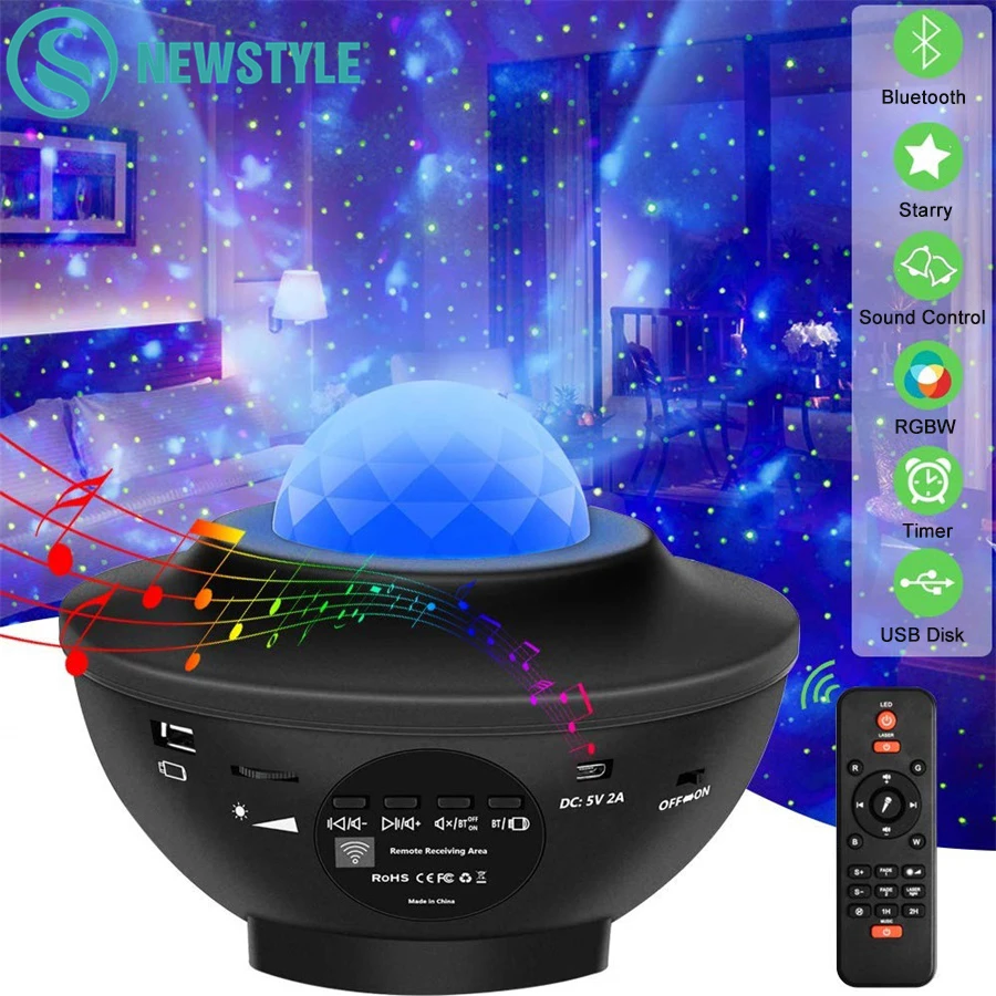 

Colorful Projector Starry Sky Night Blueteeth USB Voice Control Music Player Children's Night Light Romantic Projection Lamp