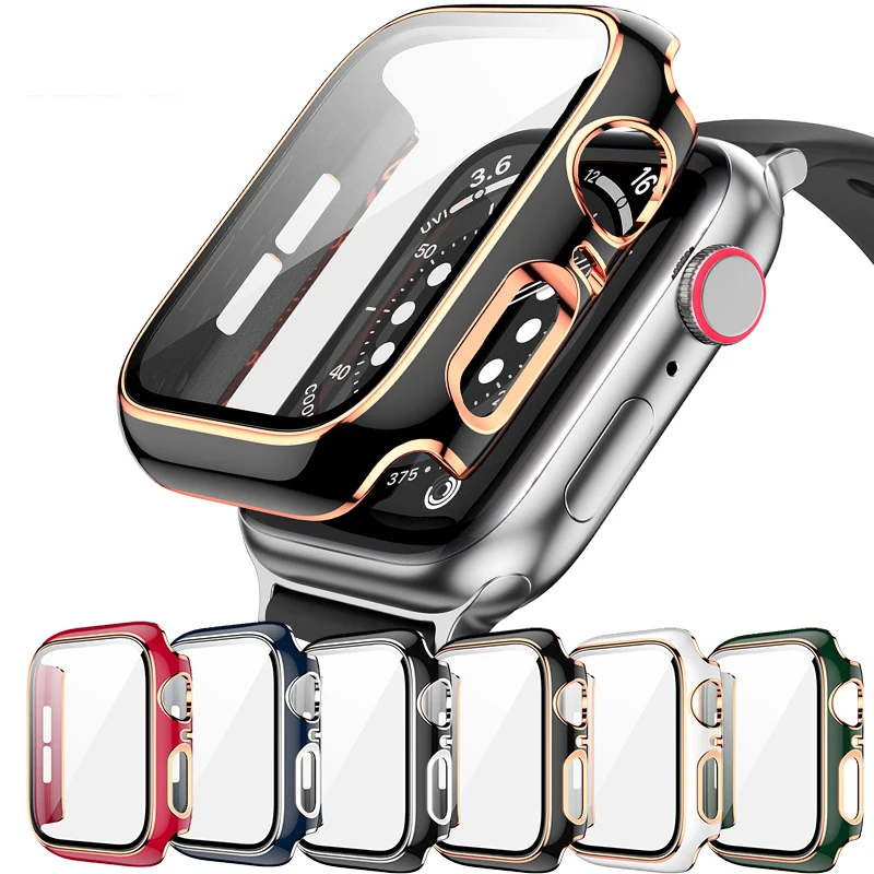 360 Full Screen Protector Bumper Frame Matte Hard Case For Apple Watch 38/40/42/44mm Cover Tempered Glass Film IWatch 6/SE/5/4/3